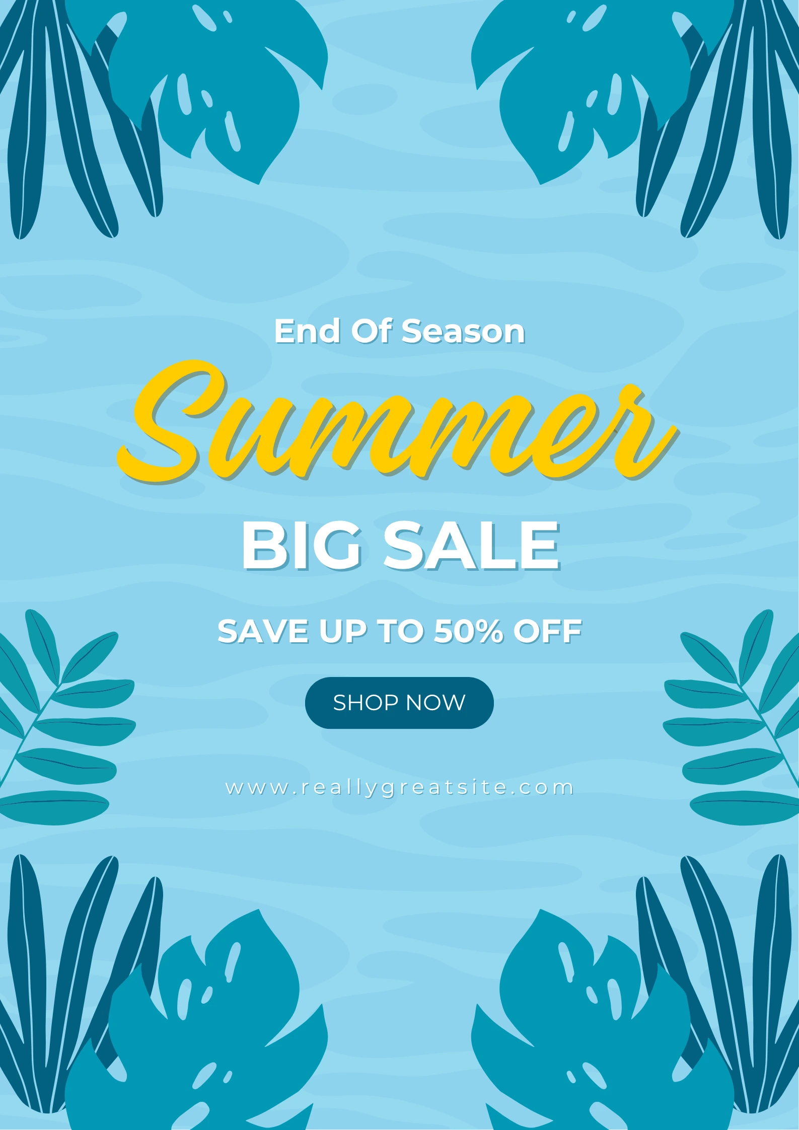 Summer sale poster on the studio canvas